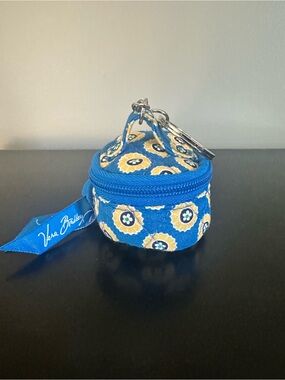Vera Bradley Blue and Yellow Floral Mini Coin Pouch Keychain
